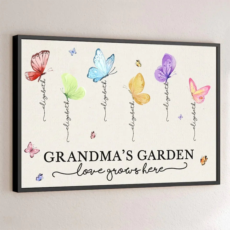 Love Grown In Grandma's Garden - Family Personalized Custom Horizontal Poster - Gift For Mom. Grandma