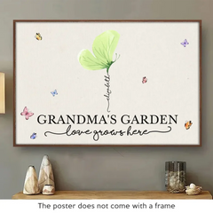 Love Grown In Grandma's Garden - Family Personalized Custom Horizontal Poster - Gift For Mom. Grandma
