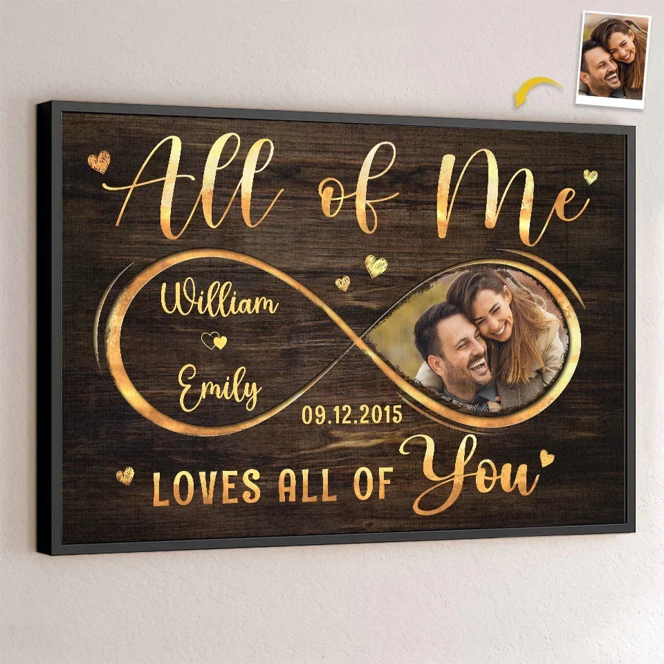 Custom Photo All Of Me Loves All Of You - Couple Personalized Custom Horizontal Poster - Gift For Husband Wife. Anniversary