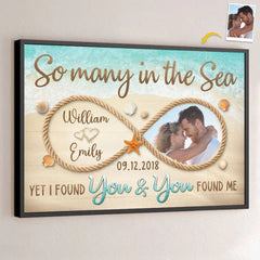 Custom Photo So Many In The Sea Yet I Found You - Couple Personalized Custom Horizontal Poster - Gift For Husband Wife. Anniversary
