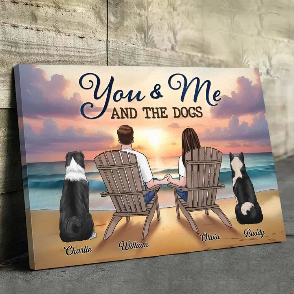 You And Me And The Fur Babies - Dog & Cat Personalized Custom Horizontal Canvas - Gift For Pet Owners. Pet Lovers