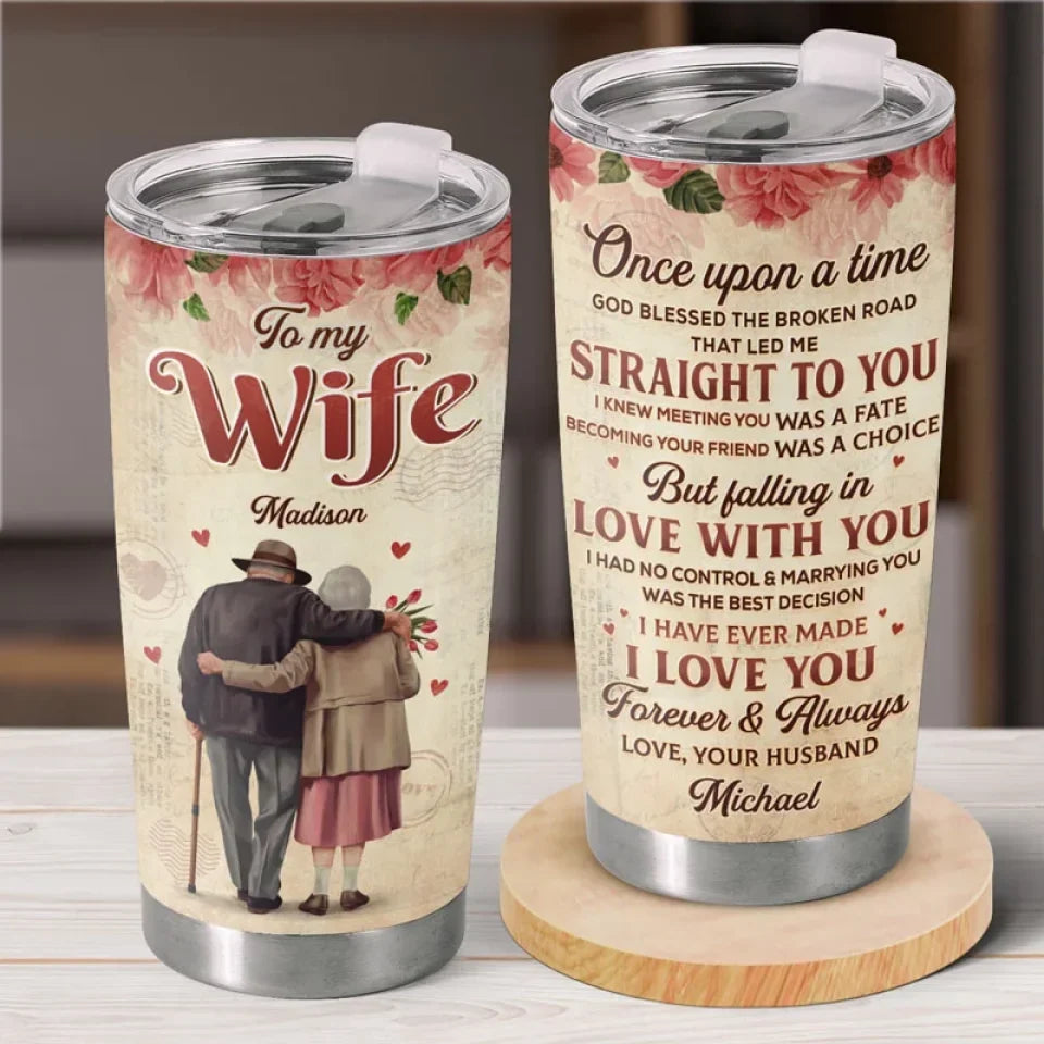 Soulmates From The Start. Bound By The Heart - Couple Personalized Custom Tumbler - Gift For Husband Wife. Anniversary