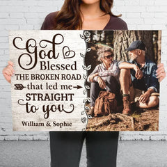 Custom Photo With You. I Am Home - Couple Personalized Custom Horizontal Canvas - Gift For Husband Wife. Anniversary