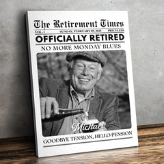Custom Photo Officially Retired - Personalized Custom Vertical Canvas - Appreciation. Retirement Gift For Coworkers. Work Friends. Colleagues. Family Members