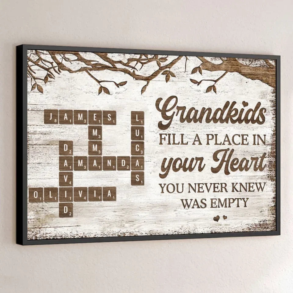 Grandchildren Make Life More Grand - Family Personalized Custom Horizontal Poster - Gift For Grandma. Grandpa. Grandkid