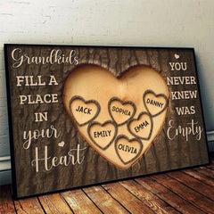The Love For Grandkids Fills Your Heart Endlessly - Family Personalized Custom Horizontal Poster - Gift For Grandma. Grandpa. Grandkid