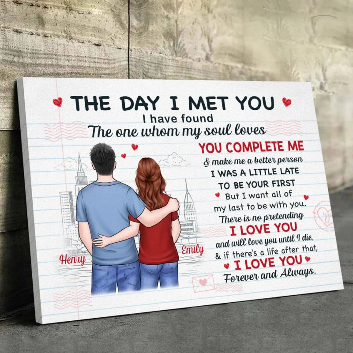 You Complete Me. Always And Forever - Couple Personalized Custom Horizontal Canvas - Gift For Husband Wife. Anniversary