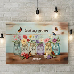 God Says You Are - Family Personalized Custom Horizontal Canvas - Gift For Yourself. Best Friends. Siblings. Family Members