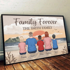 Family Forever. Together in Heart - Family Personalized Custom Horizontal Poster - Gift For Family Members