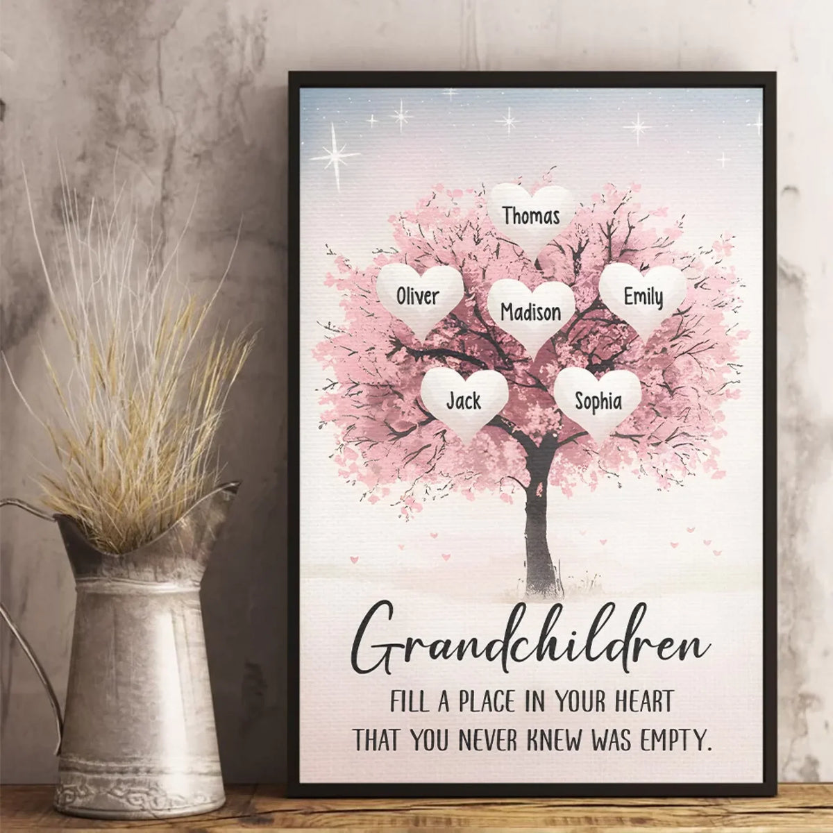 Grandchildren. Little Blessings And Endless Joy - Family Personalized Custom Vertical Poster - Gift For Grandma. Grandpa. Grandkid