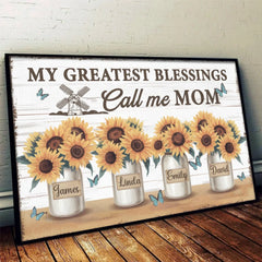In Grandma's Garden. Love Grows Wild And Free - Family Personalized Custom Horizontal Poster - Gift For Mom. Grandma