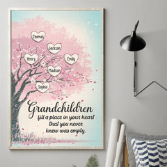 Grandchildren Complete Your Heart - Family Personalized Custom Vertical Poster - Gift For Grandma. Grandpa. Grandkid