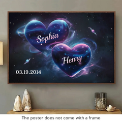 My Heart Beats In Rhythm With Yours - Couple Personalized Custom Horizontal Poster - Gift For Husband Wife. Anniversary