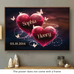 Two Hearts. One Soul - Couple Personalized Custom Horizontal Poster - Gift For Husband Wife. Anniversary