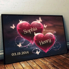 Two Hearts. One Soul - Couple Personalized Custom Horizontal Poster - Gift For Husband Wife. Anniversary