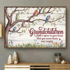 They Fill Our Hearts With Unexpected Joy - Family Personalized Custom Horizontal Poster - Gift For Grandma. Grandpa. Grandkid