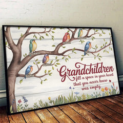 They Fill Our Hearts With Unexpected Joy - Family Personalized Custom Horizontal Poster - Gift For Grandma. Grandpa. Grandkid