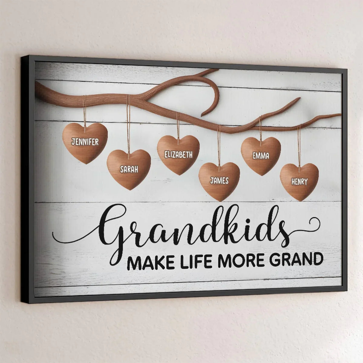 Grandkids Are The Heart Of A Family - Family Personalized Custom Horizontal Poster - Gift For Mom. Grandma