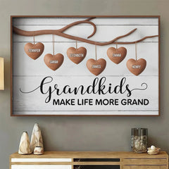 Grandkids Are The Heart Of A Family - Family Personalized Custom Horizontal Poster - Gift For Mom. Grandma