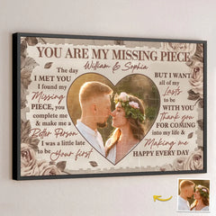 Custom Photo You Make Me Whole- Couple Personalized Custom Horizontal Poster - Gift For Husband Wife. Anniversary