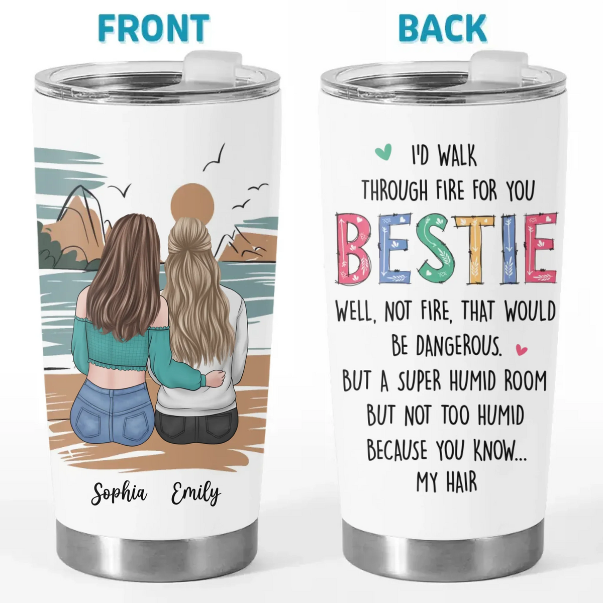 A Thoughtful Gift For Your Besties - Bestie Personalized Custom Tumbler -  Gift For Best Friends. BFF. Sisters
