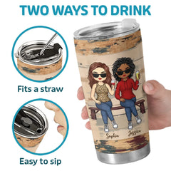 We're Sisters Connected By Heart - Bestie Personalized Custom Tumbler -  Gift For Best Friends. BFF. Sisters