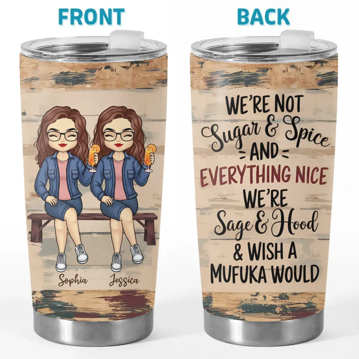 We're Sisters Connected By Heart - Bestie Personalized Custom Tumbler -  Gift For Best Friends. BFF. Sisters