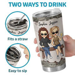 Having A Sister Means You Always Have Backup - Bestie Personalized Custom Tumbler -  Gift For Best Friends. BFF. Sisters
