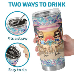 Waves. Wine. And My Partner In Crime - Bestie Personalized Custom Tumbler -  Gift For Best Friends. BFF. Sisters