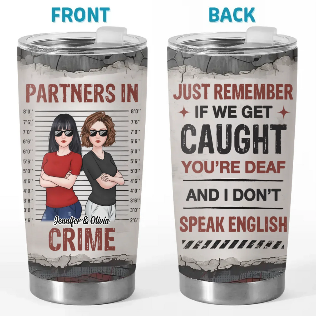 Double Trouble. Twice The Fun - Bestie Personalized Custom Tumbler -  Gift For Best Friends. BFF. Sisters