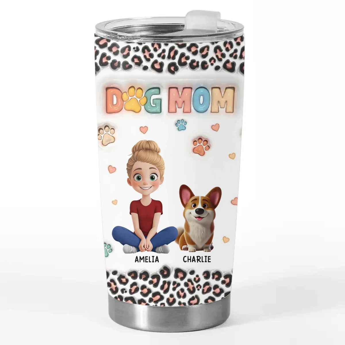 Fur-Ever In My Heart - Dog & Cat Personalized Custom 3D Inflated Effect Printed Tumbler - Gift For Pet Owners. Pet Lovers