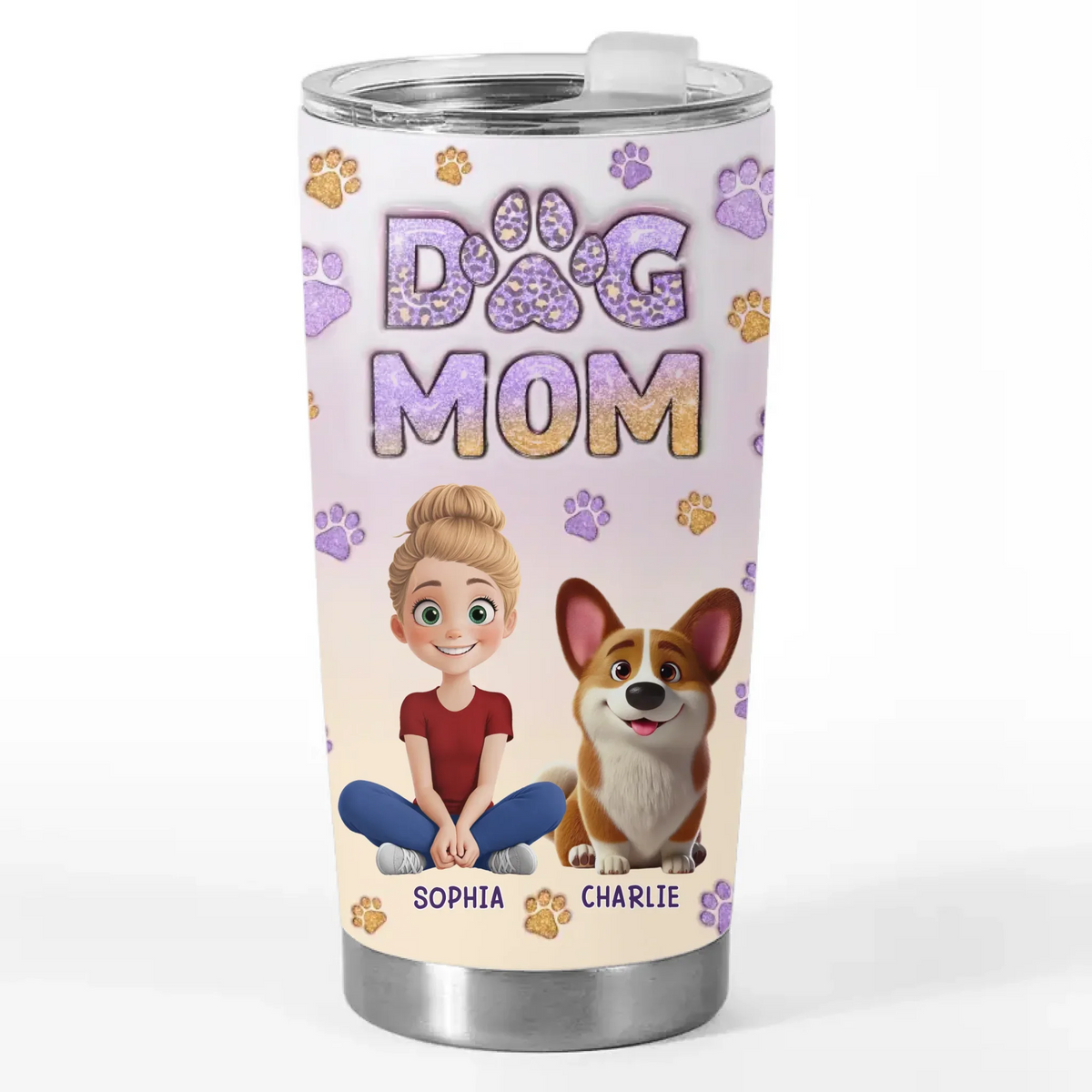 Paws And Claws. All My Love - Dog & Cat Personalized Custom 3D Inflated Effect Printed Tumbler - Gift For Pet Owners. Pet Lovers