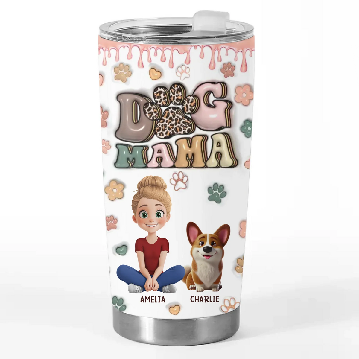 Furry Love Never Fades - Dog & Cat Personalized Custom 3D Inflated Effect Printed Tumbler - Gift For Pet Owners. Pet Lovers