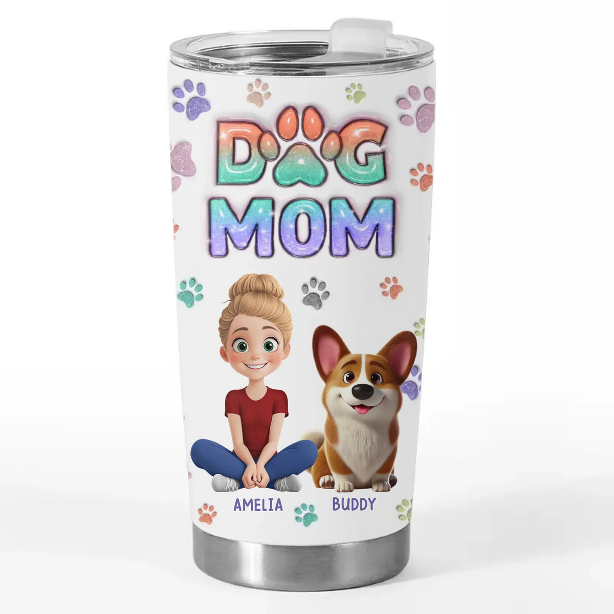 Love Me. Love My Fur Babies - Dog & Cat Personalized Custom 3D Inflated Effect Printed Tumbler - Gift For Pet Owners. Pet Lovers