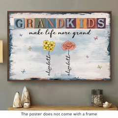 Happiness Is A Hug From A Grandchild - Family Personalized Custom Horizontal Poster - Gift For Mom. Grandma
