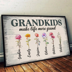 Blessed With Grandkids. Blessed With Love - Family Personalized Custom Horizontal Poster - Gift For Mom. Grandma