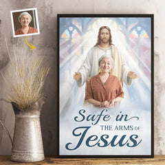 Custom Photo Wrapped In God's Love. Held In My Heart - Memorial Personalized Custom Vertical Poster - Sympathy Gift For Family Members
