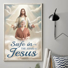 Custom Photo Safe In His Arms. Cherished In My Soul - Memorial Personalized Custom Vertical Poster - Sympathy Gift For Family Members