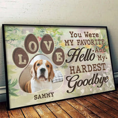 Custom Photo Leaving Pawprints On Our Hearts  - Memorial Personalized Custom Horizontal Poster - Sympathy Gift For Pet Owners. Pet Lovers