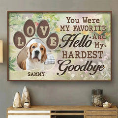 Custom Photo Leaving Pawprints On Our Hearts  - Memorial Personalized Custom Horizontal Poster - Sympathy Gift For Pet Owners. Pet Lovers