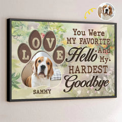 Custom Photo Leaving Pawprints On Our Hearts  - Memorial Personalized Custom Horizontal Poster - Sympathy Gift For Pet Owners. Pet Lovers