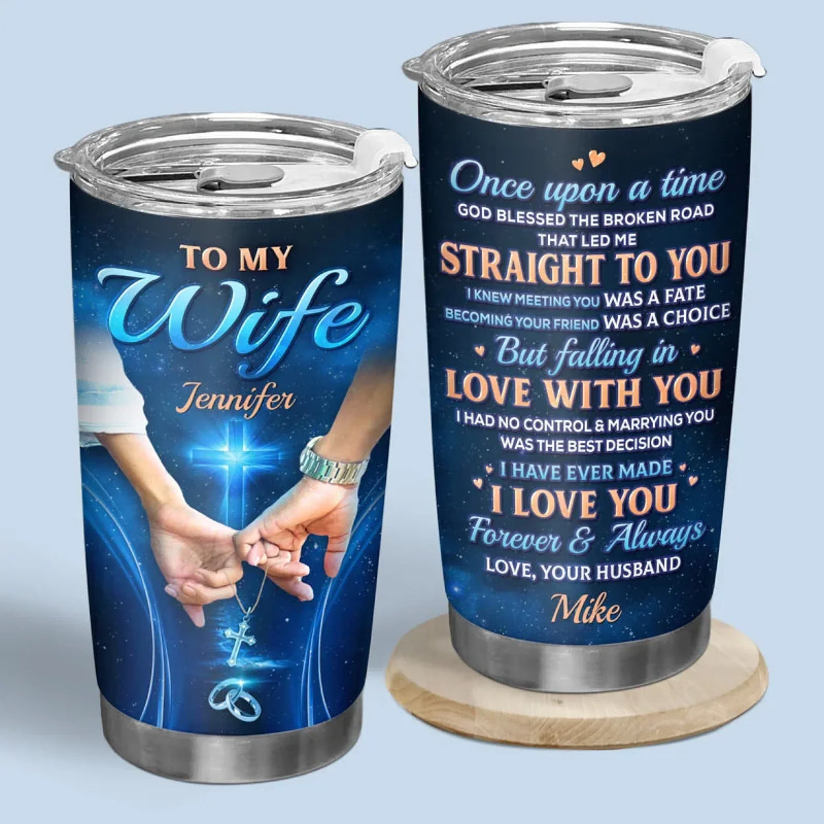 Custom Tumbler - Personalized Anniversary Wedding Gifts For Husband And Wife. Him And Her - Infinite Love. Infinite Us