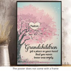 Grandchildren Complete Your Heart - Family Personalized Custom Vertical Poster - Gift For Grandma. Grandpa. Grandkid