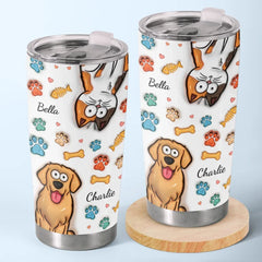 Cuteness Overload In Every Sip - Dog & Cat Personalized Custom 3D Inflated Effect Printed Tumbler - Gift For Pet Owners. Pet Lovers