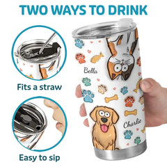 Cuteness Overload In Every Sip - Dog & Cat Personalized Custom 3D Inflated Effect Printed Tumbler - Gift For Pet Owners. Pet Lovers