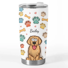 Cuteness Overload In Every Sip - Dog & Cat Personalized Custom 3D Inflated Effect Printed Tumbler - Gift For Pet Owners. Pet Lovers