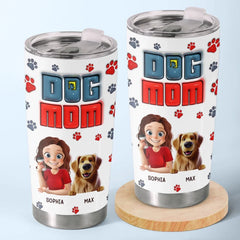 Dog Kisses And Coffee Sips - Dog Personalized Custom 3D Inflated Effect Printed Tumbler - Gift For Pet Owners. Pet Lovers