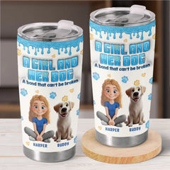 Side By Side. Paw By Paw - Dog Personalized Custom 3D Inflated Effect Printed Tumbler - Gift For Pet Owners. Pet Lovers