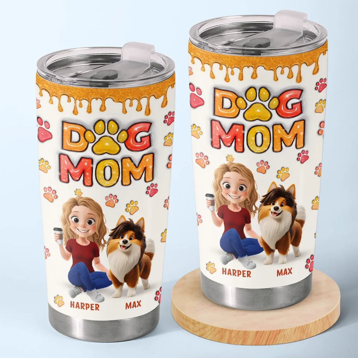 Fur Babies. Forever - Dog Personalized Custom 3D Inflated Effect Printed Tumbler - Gift For Pet Owners. Pet Lovers