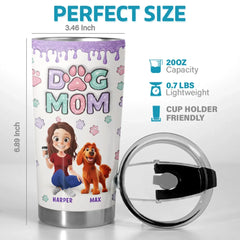 Dog Mom. Happy Life - Dog Personalized Custom 3D Inflated Effect Printed Tumbler - Gift For Pet Owners. Pet Lovers